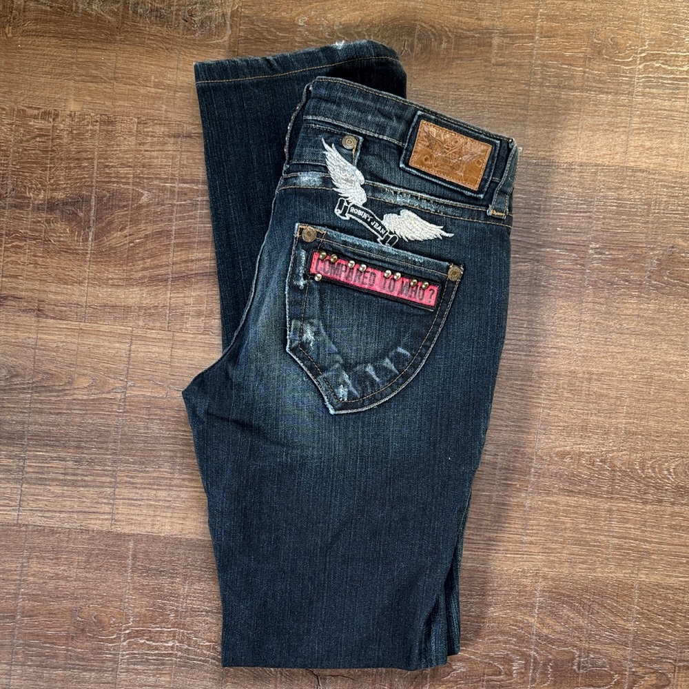 Robin's Jean Dark Blue Low Rise Straight Leg Jeans